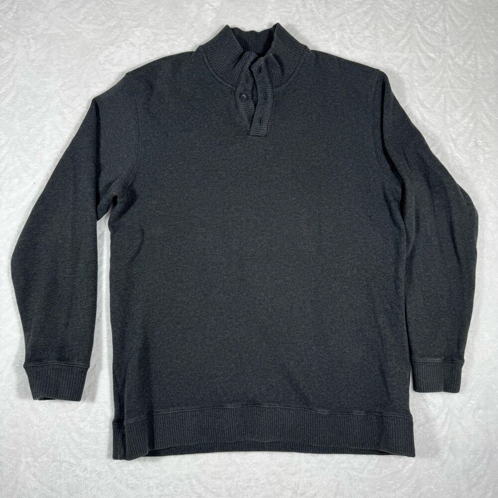 Eddie Bauer Thermal Men's Tall L Gray Pullover Sweater Mock Turtle Neck Cotton